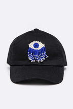 Fringe Beaded Eye Patch Iconic Cotton Cap