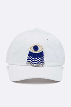 Fringe Beaded Eye Patch Iconic Cotton Cap