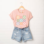 Checkered Flowers Short Sleeve Graphic Tee