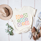 Checkered Flowers Short Sleeve Graphic Tee