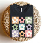 Checkered Flowers Short Sleeve Graphic Tee