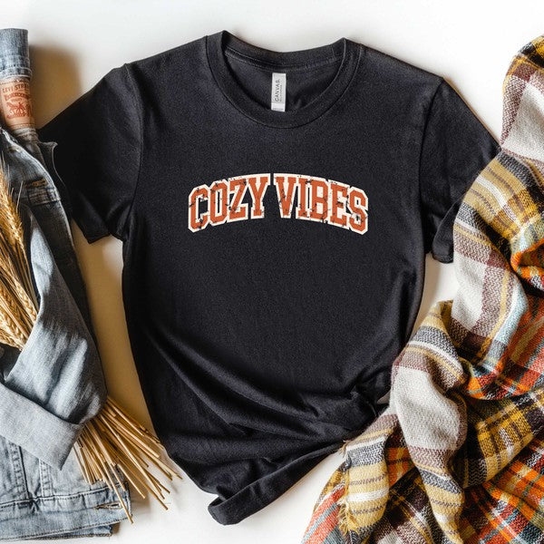 Varsity Cozy Vibes Short Sleeve Graphic Tee