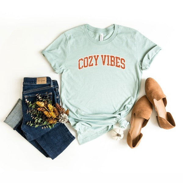 Varsity Cozy Vibes Short Sleeve Graphic Tee