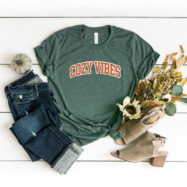 Varsity Cozy Vibes Short Sleeve Graphic Tee