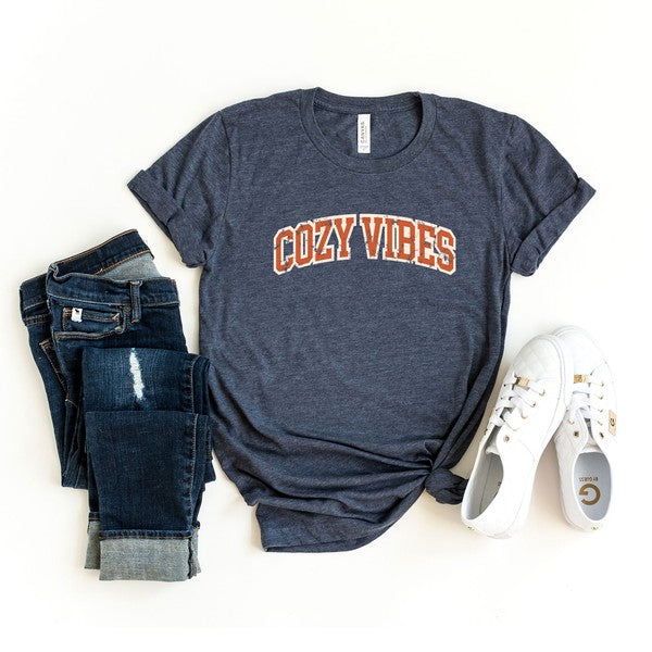 Varsity Cozy Vibes Short Sleeve Graphic Tee