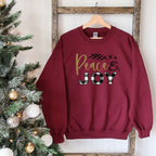 Plaid Peace And Joy Graphic Sweatshirt