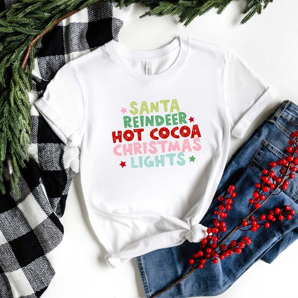 Santa Reindeer Hot Cocoa Short Sleeve Tee