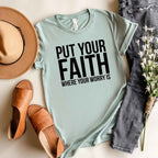 Faith Where Worry Is Short Sleeve Graphic Tee T-Shirt