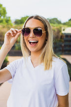 Purple/Gray Gold High Quality Unisex Aviators Sunglasses