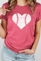 Heart Baseball Season Sports Game Graphic Tee