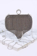 Fringe Rhinestone Convertible Clutch Bag