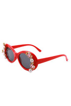 Women Oval Round Floral Design Fashion Sunglasses