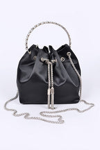 Satin Top Handle Bucket Clutch Bag