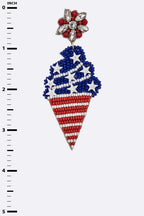 USA Flag Beaded Ice Cream Cone Earrings