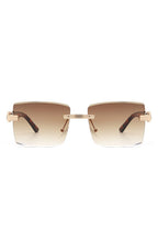 Rimless Square Retro Tinted Fashion Sunglasses