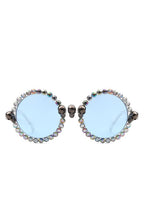 Round Gothic Rhinestone Skull Punk Sunglasses