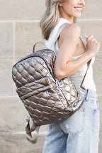 Jade Metallic Puffer Backpack