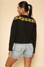 Lock and key chain cropped cardigan