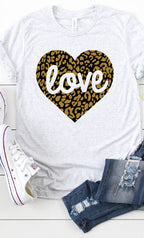 Love Leopard Heart Graphic Tee T-Shirt PLUS