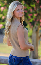 Cropped knit sleeveless sweater