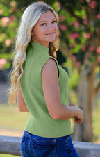 Cropped knit sleeveless sweater