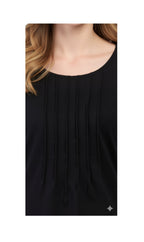 Women's Short Sleeve Pintuck Scoop Neck T-Shirt — 100% Cotton Knit