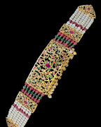 C571  Gold plated jadau choker in navratan ( READY TO SHIP )