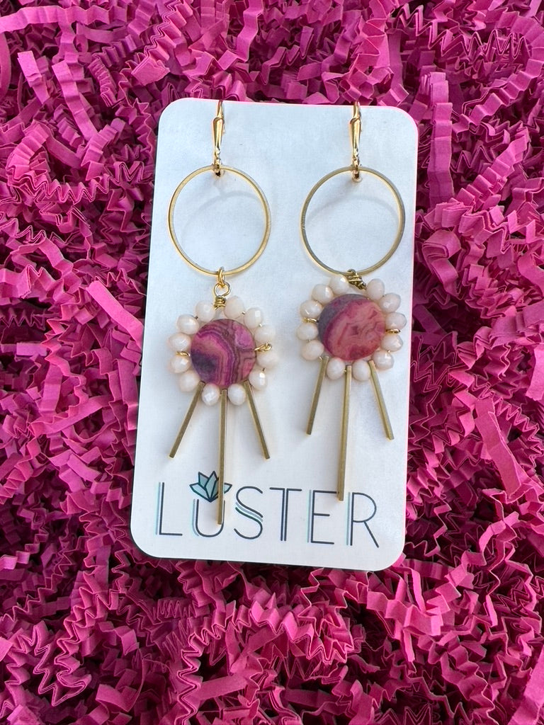 Gold Brass + Stone Statement Earrings