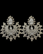 DJET95 Subhana silver plated chandbali earrings tika set  ( READY TO SHIP )