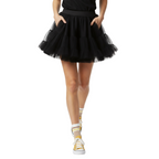 Halloween Black Tutu Skirt for Women – 5 Layer Puffy Crinoline, Witch Fairy Vampire Costume Petticoat, Cosplay & Dance Outfit