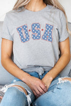 Starred USA Patriotic Graphic Tee T-Shirt