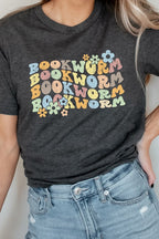 Book Worm Reading Floral School Fall Graphic Tee