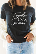 Tequila Lime and Sunshine Party Time Graphic Tee T-Shirt