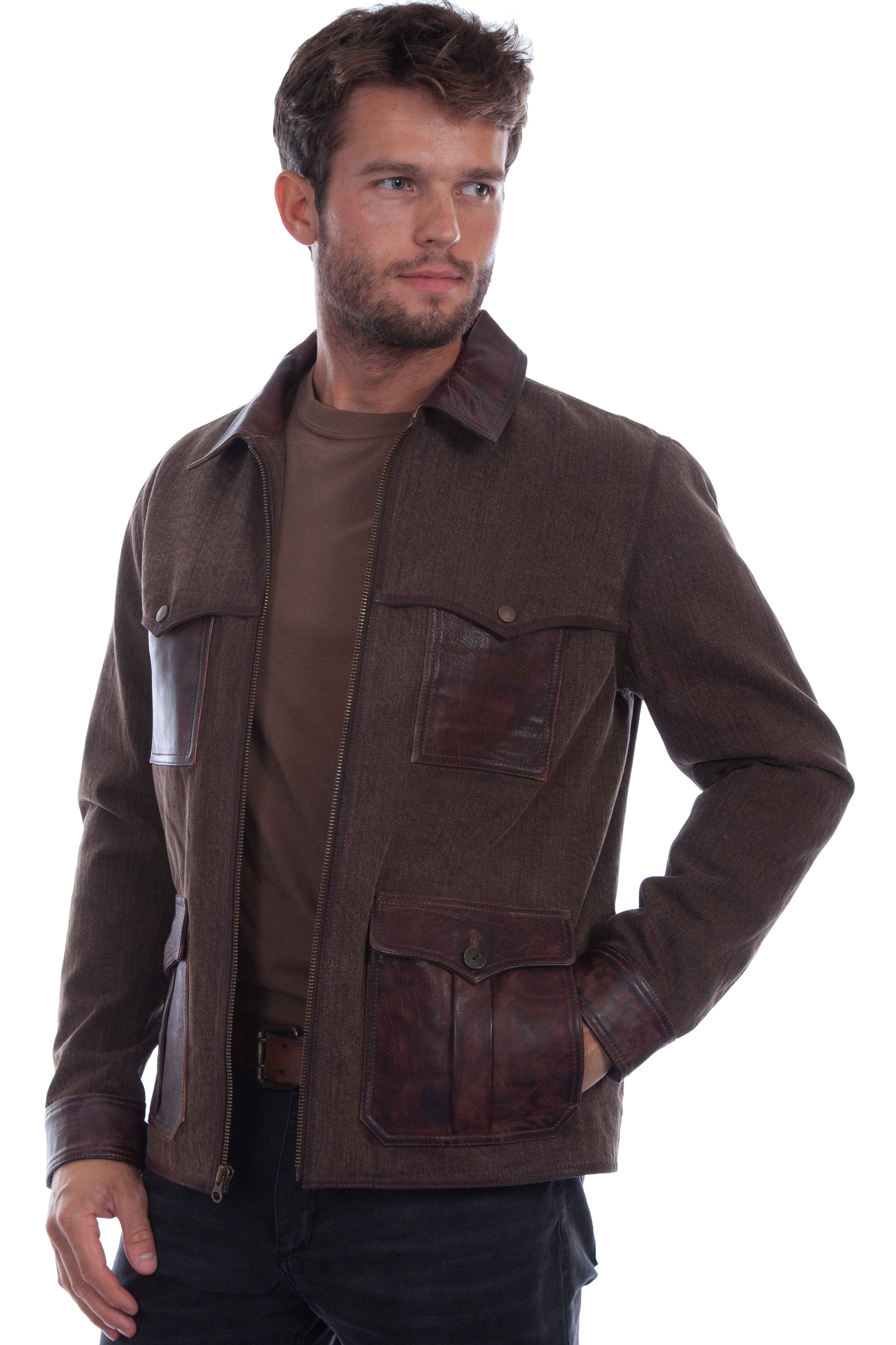ZIP FRONT CANVAS W/LEATHER TRIM