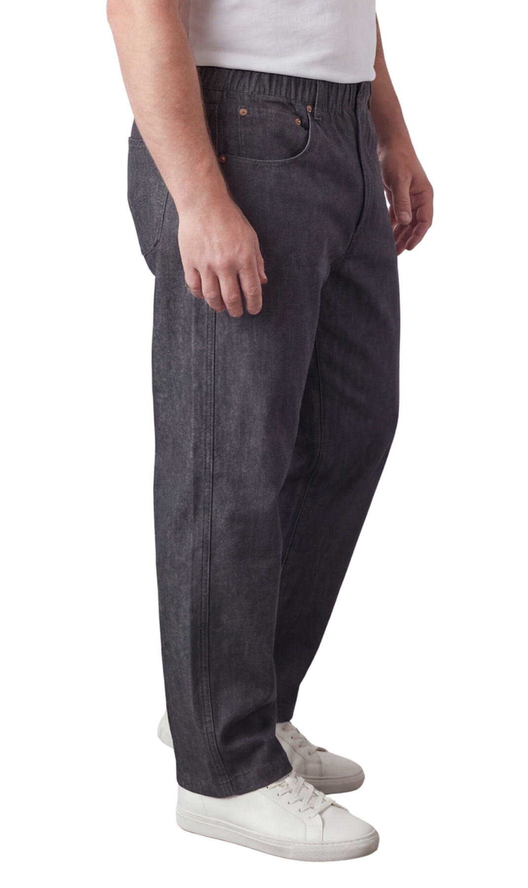Men's Pull-On Denim and Twill Pants — Elastic Waist Easy Fit