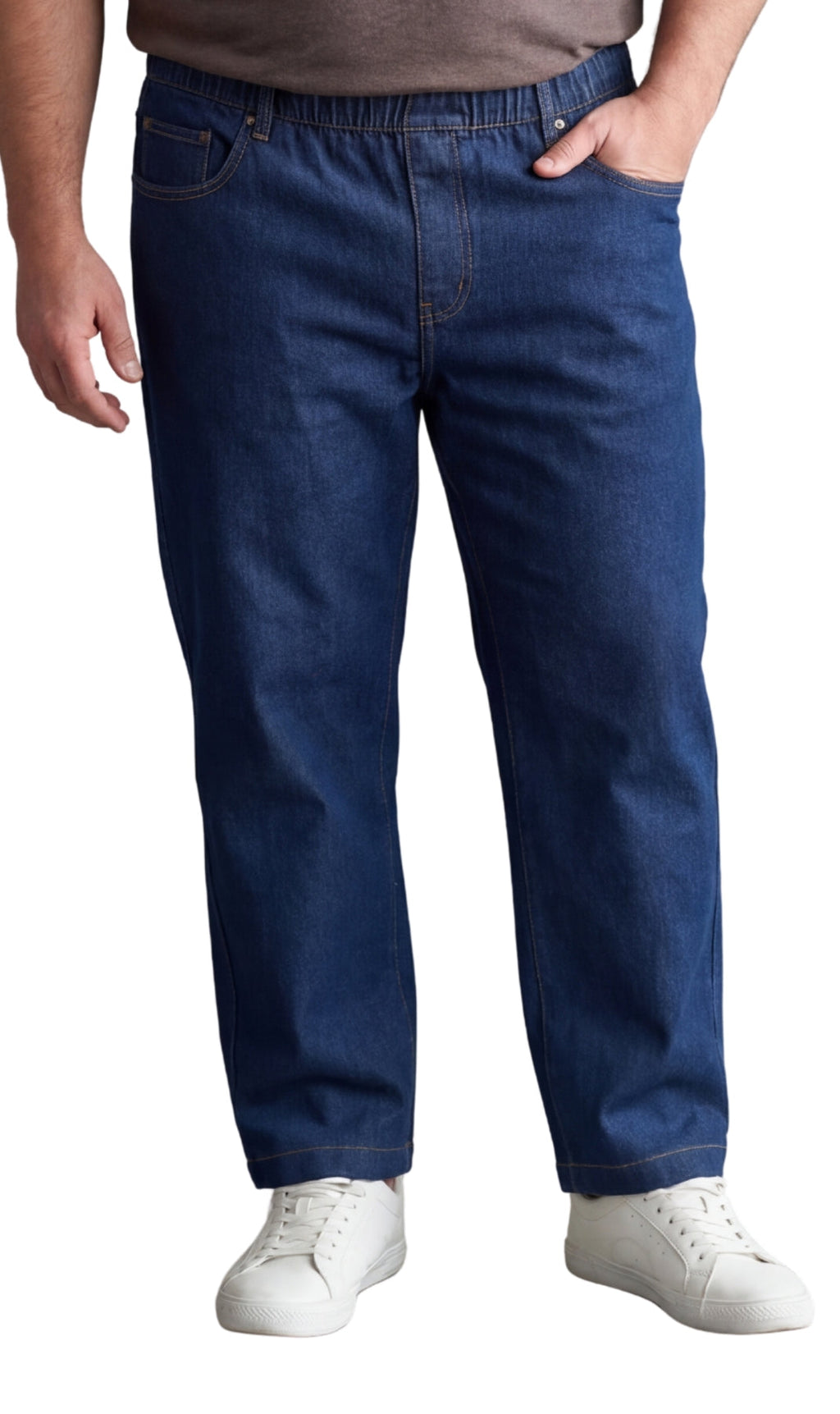 Men's Pull-On Denim and Twill Pants — Elastic Waist Easy Fit