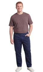 Men's Pull-On Denim and Twill Pants — Elastic Waist Easy Fit