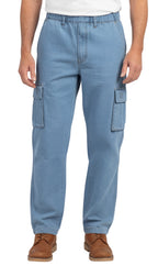 Men's Pull-On Jeans with Double Cargo Pockets — Lightweight Easy Fit