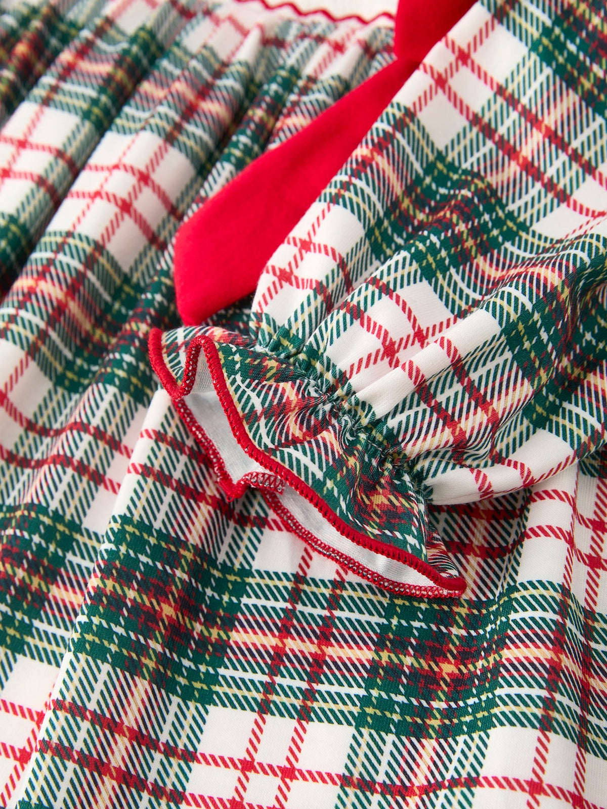 Christmas Embroidery Smocking Bow Plaid Girls Dress