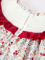 Fall Pumpkin Embroidery Baby Girl Outfit Set Red Bloomer Set