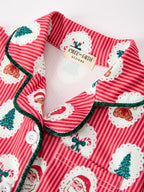 Mommy and Me Christmas Santa Print Pajama Set with Fur Trim