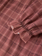 Girls Brown Plaid Lace-Trim Peter Pan Collar Dress