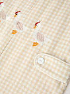 Goose Embroidered Beige Plaid Baby Boys Jonjon