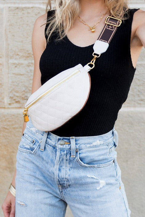 Myra Quilted Leather Crescent Sling Bag