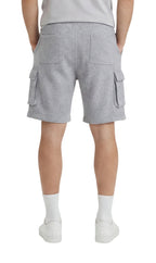 Men's Fleece Cargo Shorts — Elastic Waist Multi-Pocket Sweat Shorts