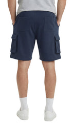 Men's Fleece Cargo Shorts — Elastic Waist Multi-Pocket Sweat Shorts