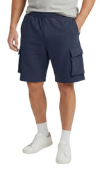 Men's Fleece Cargo Shorts — Elastic Waist Multi-Pocket Sweat Shorts
