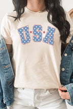 Starred USA Patriotic Graphic Tee T-Shirt
