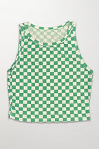 Cropped printed rib knit tank