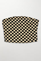 Checkered rib knit tube top